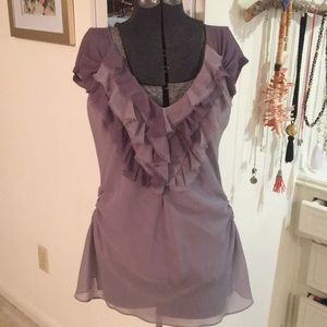 Purple ruffle blouse from anthropologie